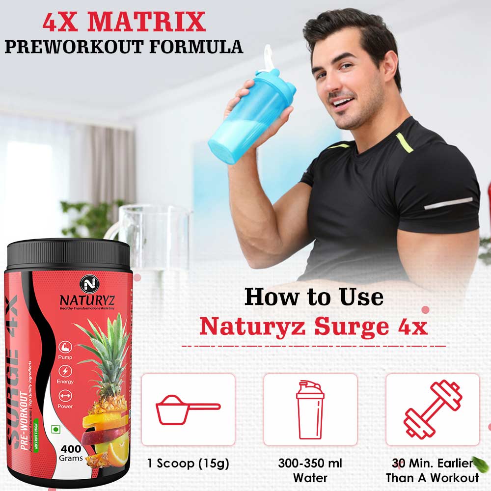 8 - Naturyz Surge 4X Pre-Workout,  0.88 lb  Mix Fruit Fusion 