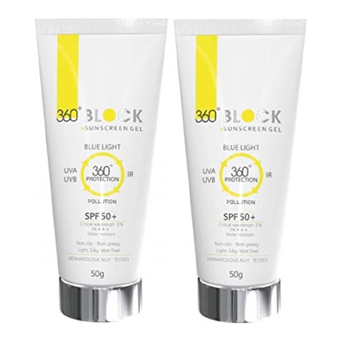 1 - 360° Block Sunscreen Gel,  50 g  SPF 50+ (Pack of 2) 