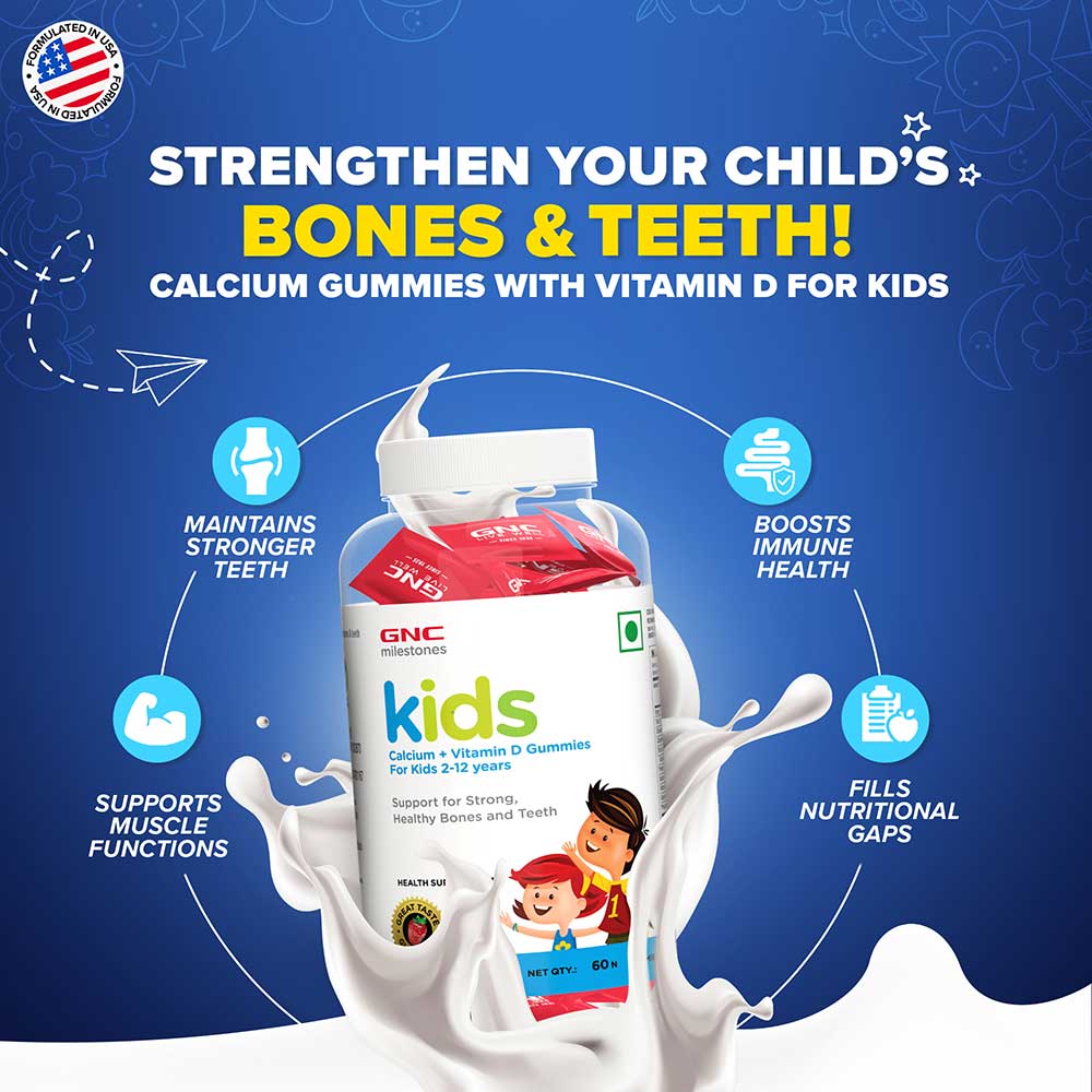3 - GNC Kids Calcium + Vitamin D,  60 gummies  Strawberry 