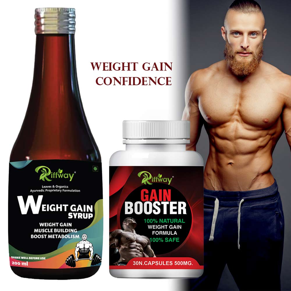 6 - Riffway Weight Gain Syrup 200 ml & Gain Booster 30 Capsules Combo,  2 Piece(s)/Pack  Unflavoured 