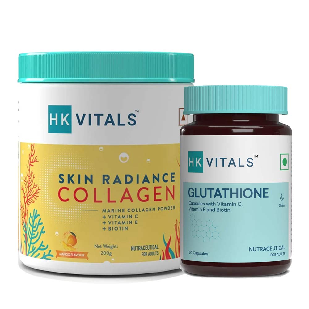 HK Vitals Glutathione 30 Caps & Skin Radiance Collagen Mango Combo by HealthKart