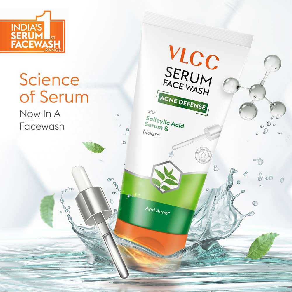 2 - VLCC Acne Defense Serum Face Wash,  100 ml  with Salicylic Acid Serum & Neem 
