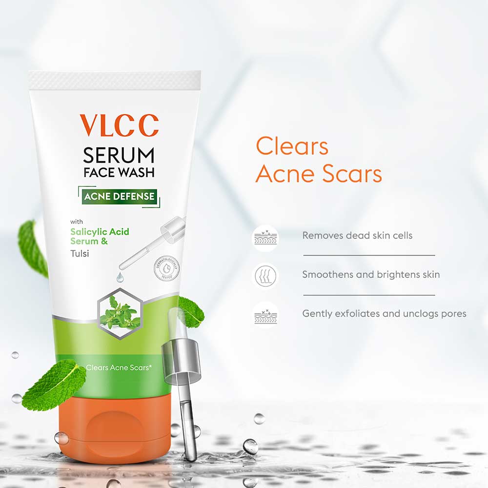 4 - VLCC Acne Defense Serum Face Wash,  100 ml  with Salicylic Acid Serum & Tulsi 