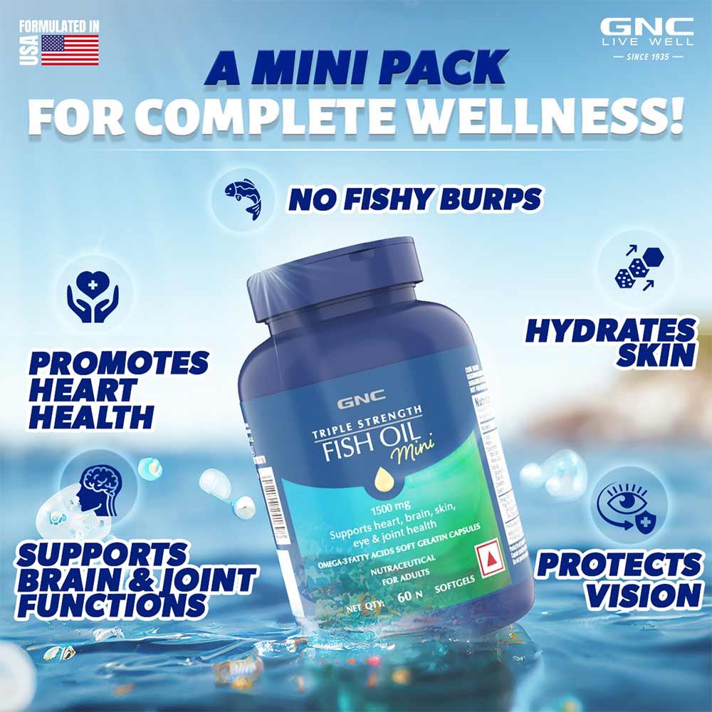 2 - GNC Triple Strength Fish Oil Mini,  60 softgels 
