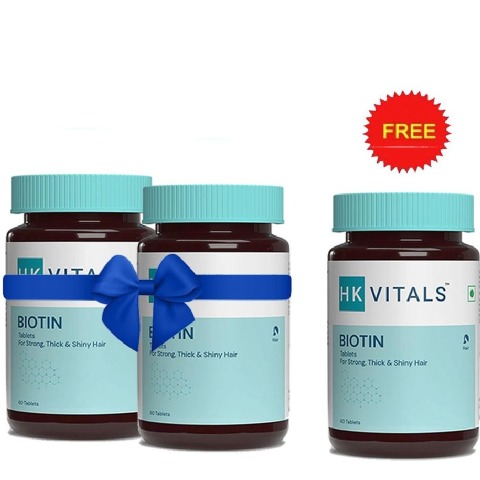 HealthKart HK Vitals Biotin 60 Tabs Pack (Buy 2 get one free)