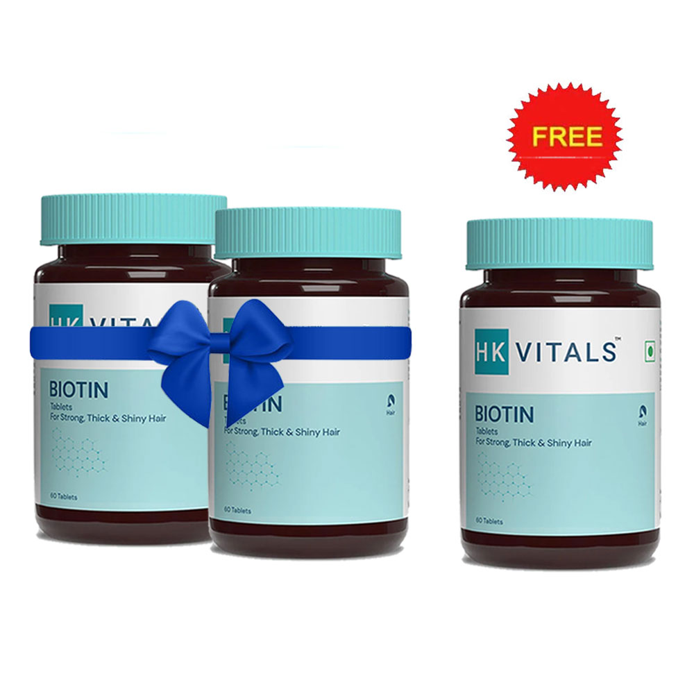 HealthKart HK Vitals Biotin 60 Tabs Pack (Buy 2 get one free)