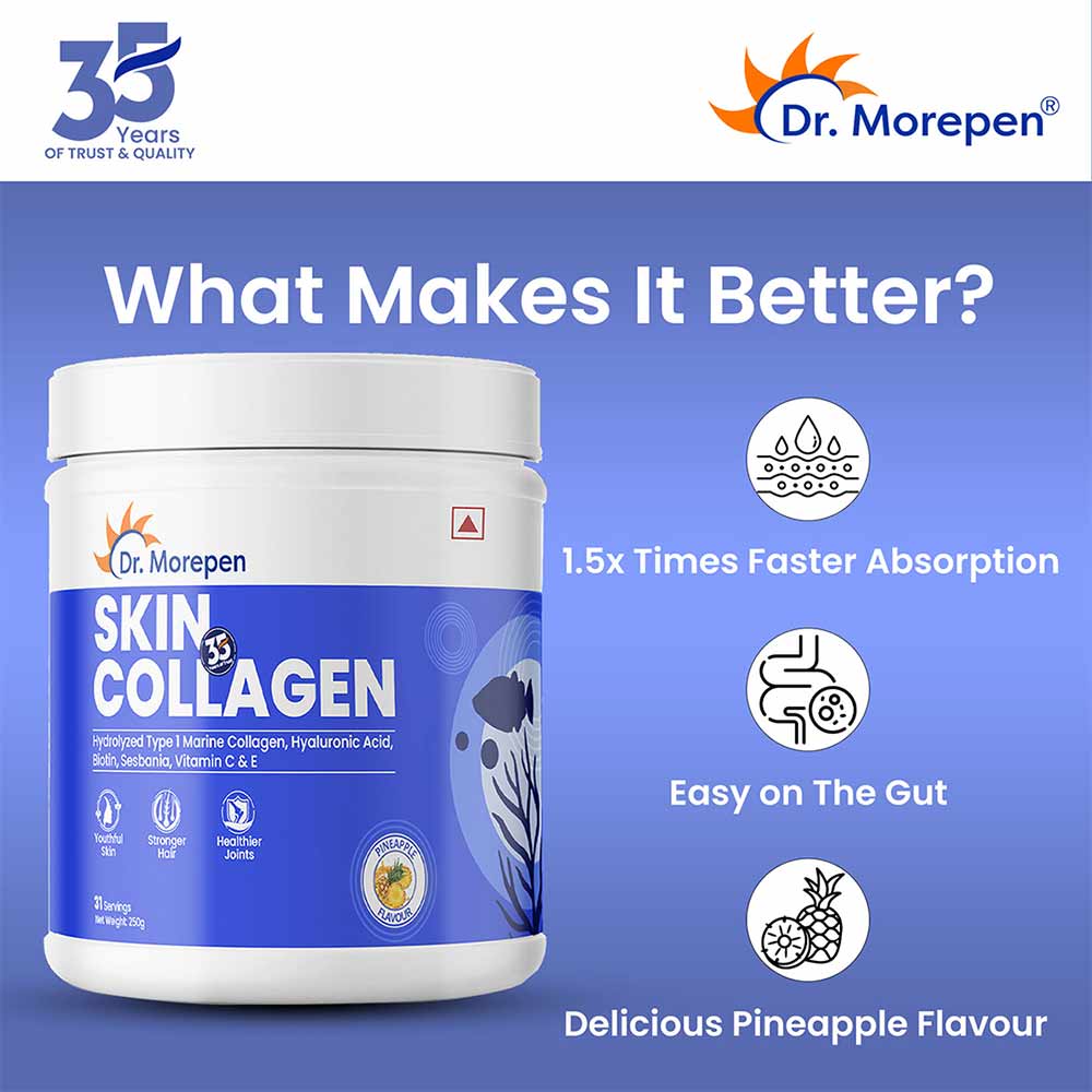 3 - Dr. Morepen Marine Skin Collagen,  250 g  Pineapple (Pack of 2) 