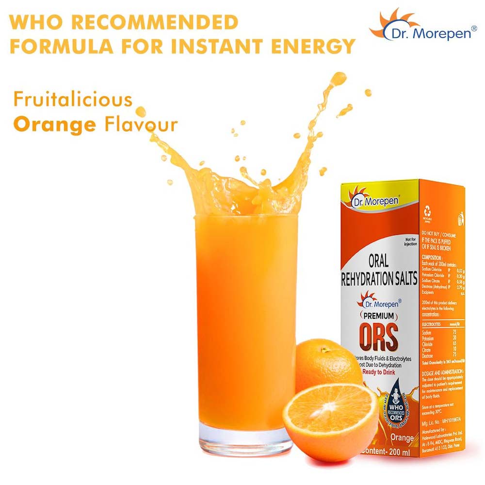 5 - Dr. Morepen Premium ORS Drink for Instant Hydration,  200 ml  Orange (Pack of 10) 