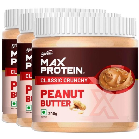 1 - RiteBite Max Protein Peanut Spread,  0.340 kg  Classic Crunchy Pack of 3 