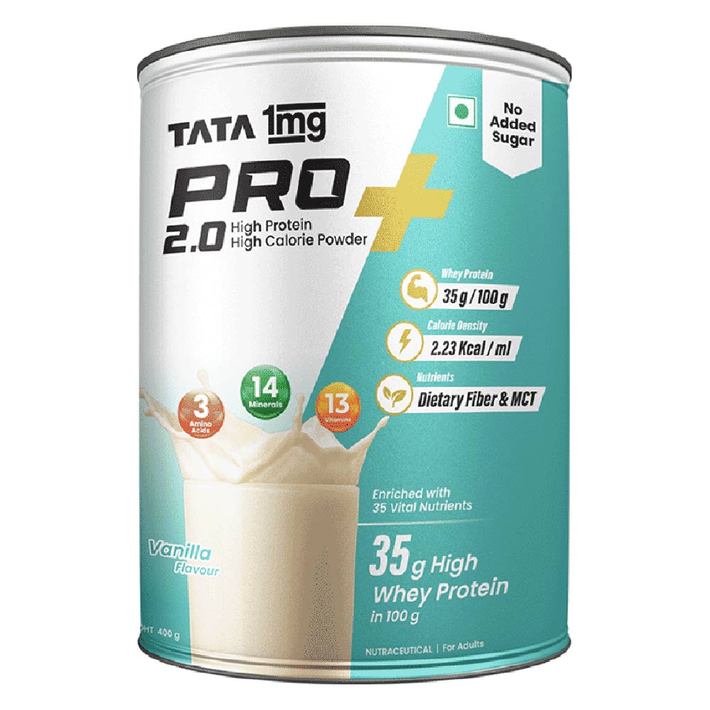1 - Tata 1mg Pro+ 2.0 High Protein High Calorie Powder,  0.88 lb  Vanilla 