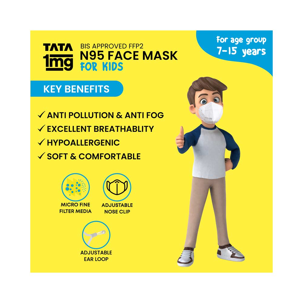 5 - Tata 1mg N95 Face Mask for Kids,  Multicolour 