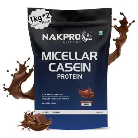 1 - Nakpro Micellar Casein Protein,  2.2 lb  Double Rich Chocolate (Pack of 2) 