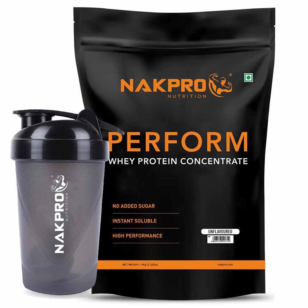 1 - Nakpro Perform Whey Protein Concentrate 2.2 lb & Shaker Bottle 500ml Combo,  2 Piece(s)/Pack  Unflavoured 
