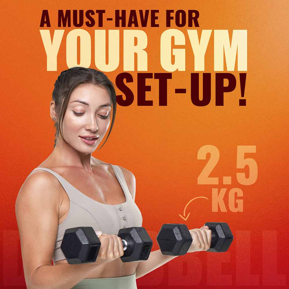 2 - SLOVIC Rubber Dumbbell Set,  Black  2.5 kg 