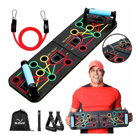 1 - SLOVIC Push Up Board with Resistance Tube,  Multicolor  Free Size 
