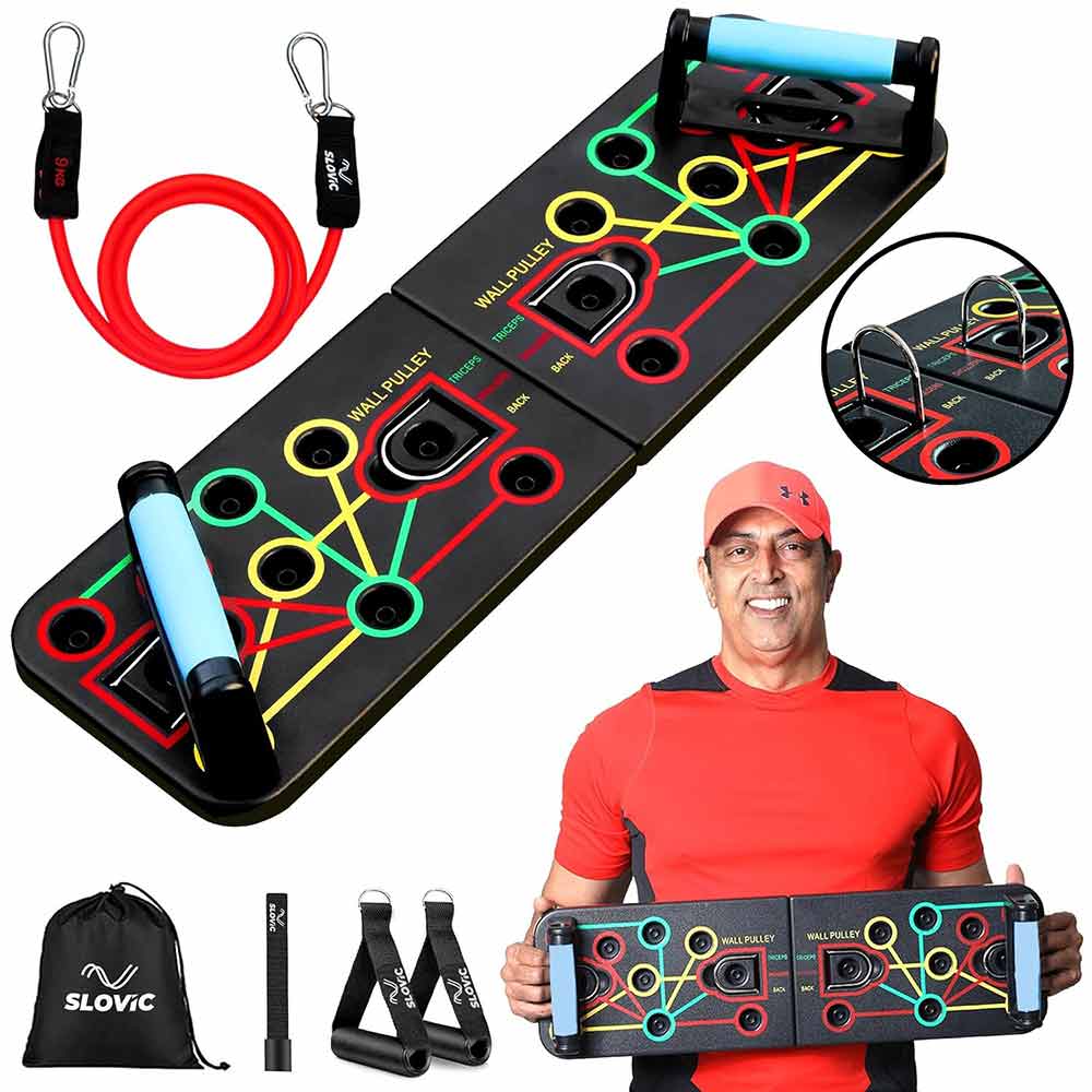 1 - SLOVIC Push Up Board with Resistance Tube,  Multicolor  Free Size 