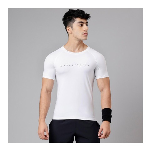 1 - MuscleBlaze Compression Muscle Tee Half Sleeve,  Polar White  X-Large 