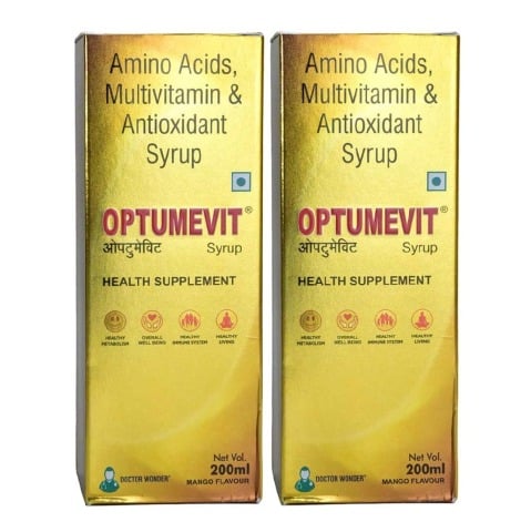 1 - Dr Wonder OPTUMEVIT Multivitamin & Antioxidant Syrup, 200 ml Chocolate & Mix Fruit (Pack of 2)