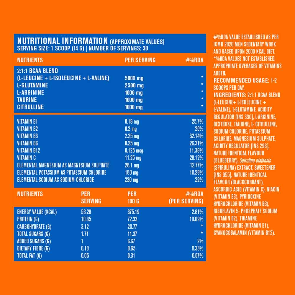 3 - Fast & Up BCAA,  0.99 lb  30 Servings  Blueberry 