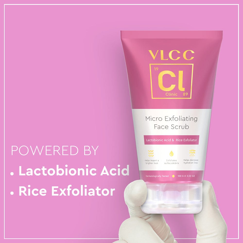 4 - VLCC Clinic Micro Exfoliating Face Scrub,  100 ml  Lactobionic Acid & Rice Exfoliator