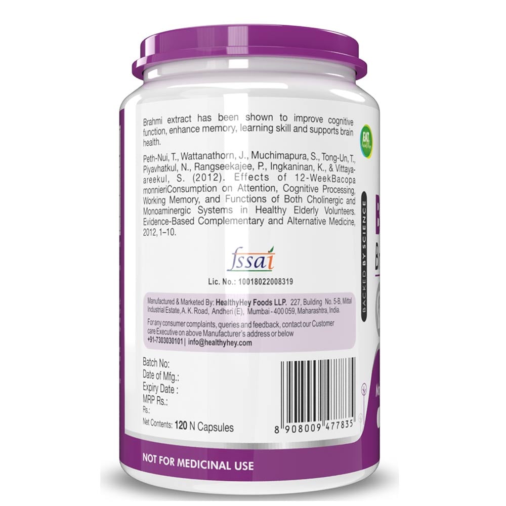 3 - HealthyHey Nutrition Bacopa Brahmi Extract,  120 capsules 