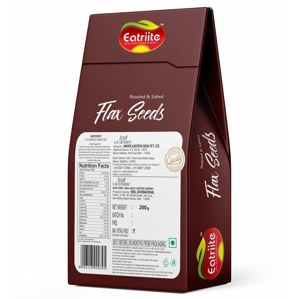 2 - Eatriite Roasted & Salted Flax Seeds,  Unflavoured (Pack of 2)  200 g 