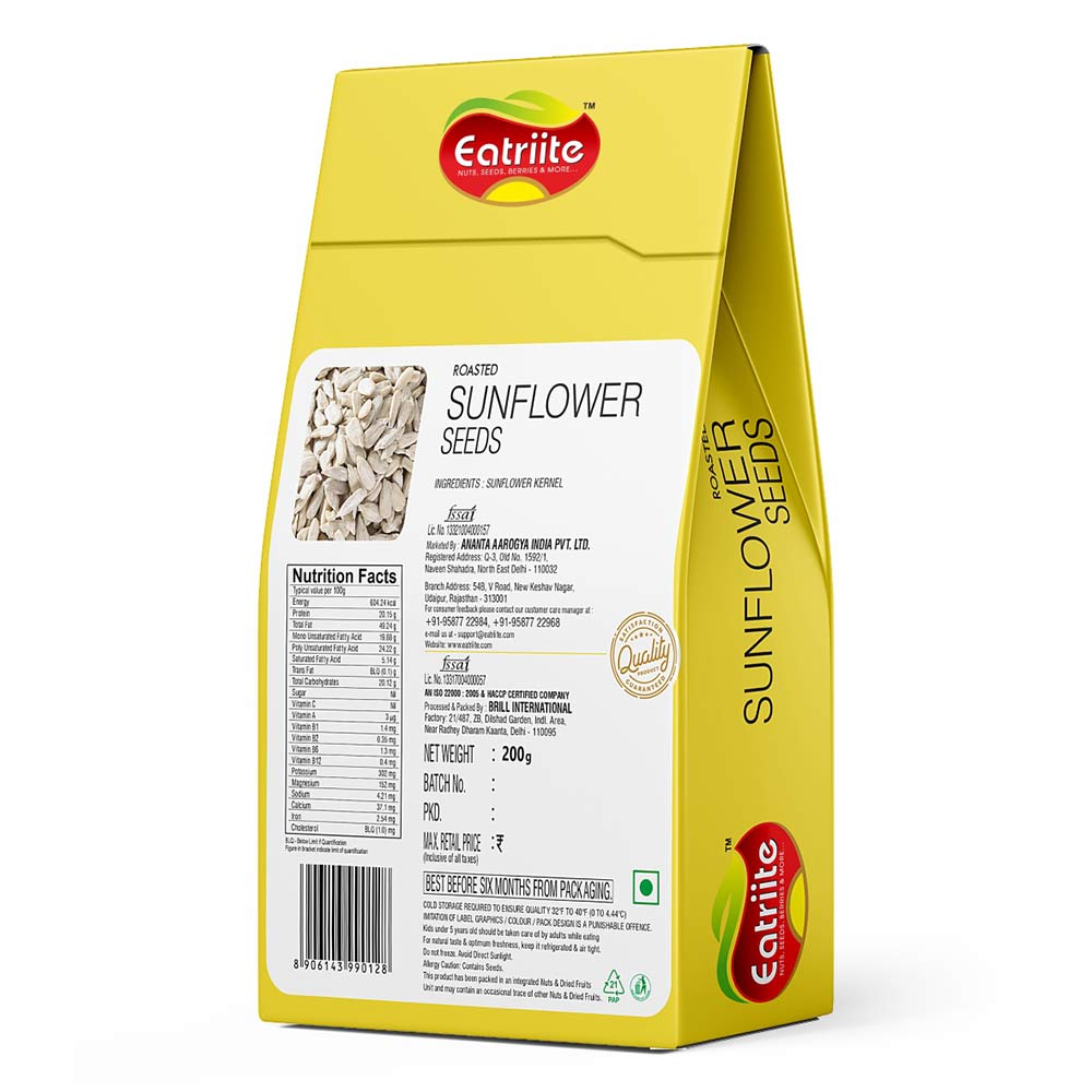 2 - Eatriite Roasted Sunflower Seeds,  Unflavoured (Pack of 2)  200 g 