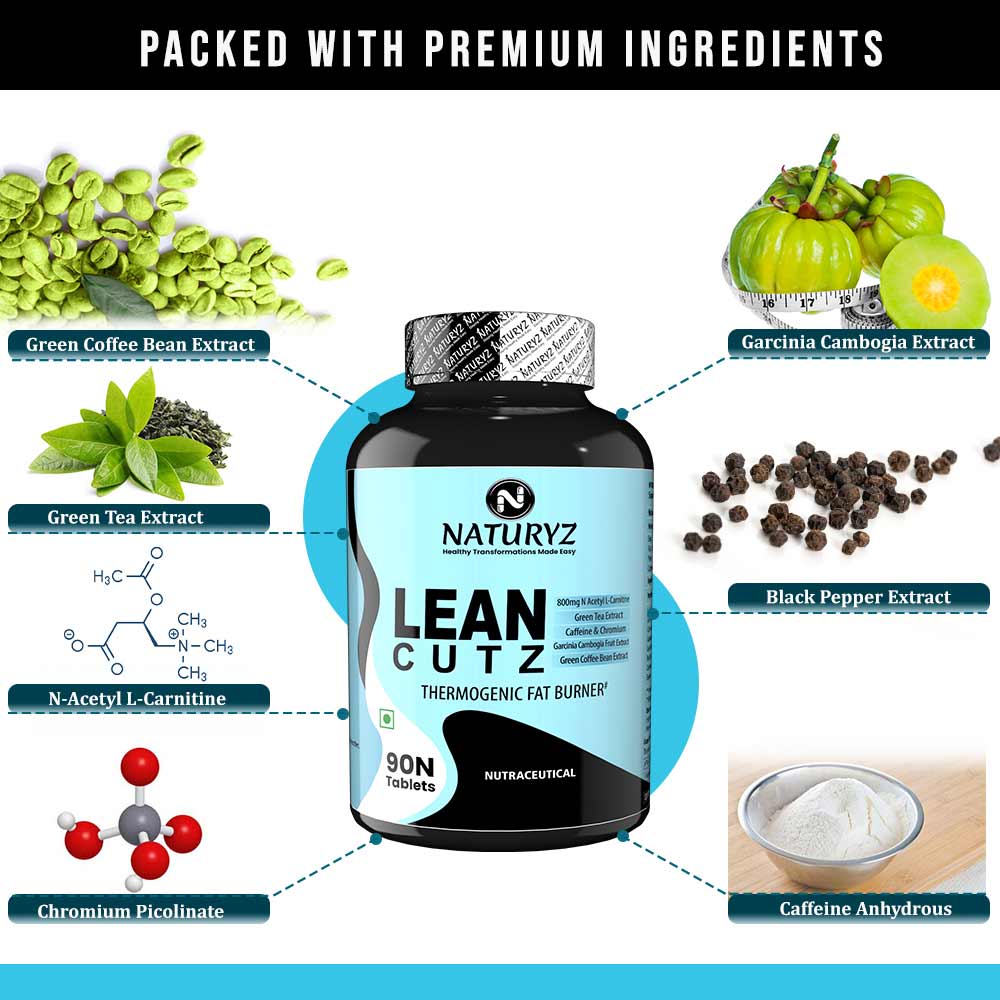 11 - Naturyz LEAN CUTZ Thermogenic Fat Burner 90 Tablets & Triple Strength Green Coffee Bean Extract Combo,  450 ml  Unflavoured & Orange 