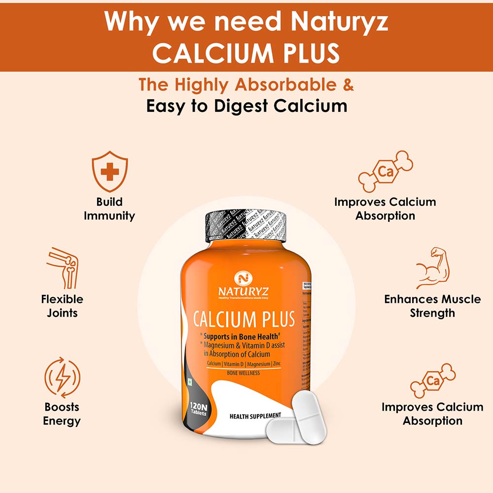 5 - Naturyz Calcium Plus 120 Tablets & Women's Sport & Fitness Multivitamin 60 Tablets Combo,  2 Piece(s)/Pack  Unflavoured 
