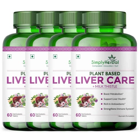 1 - Simply Herbal Plant Based Liver Detox + Milk Thistle (Pack of 4),  60 capsules 