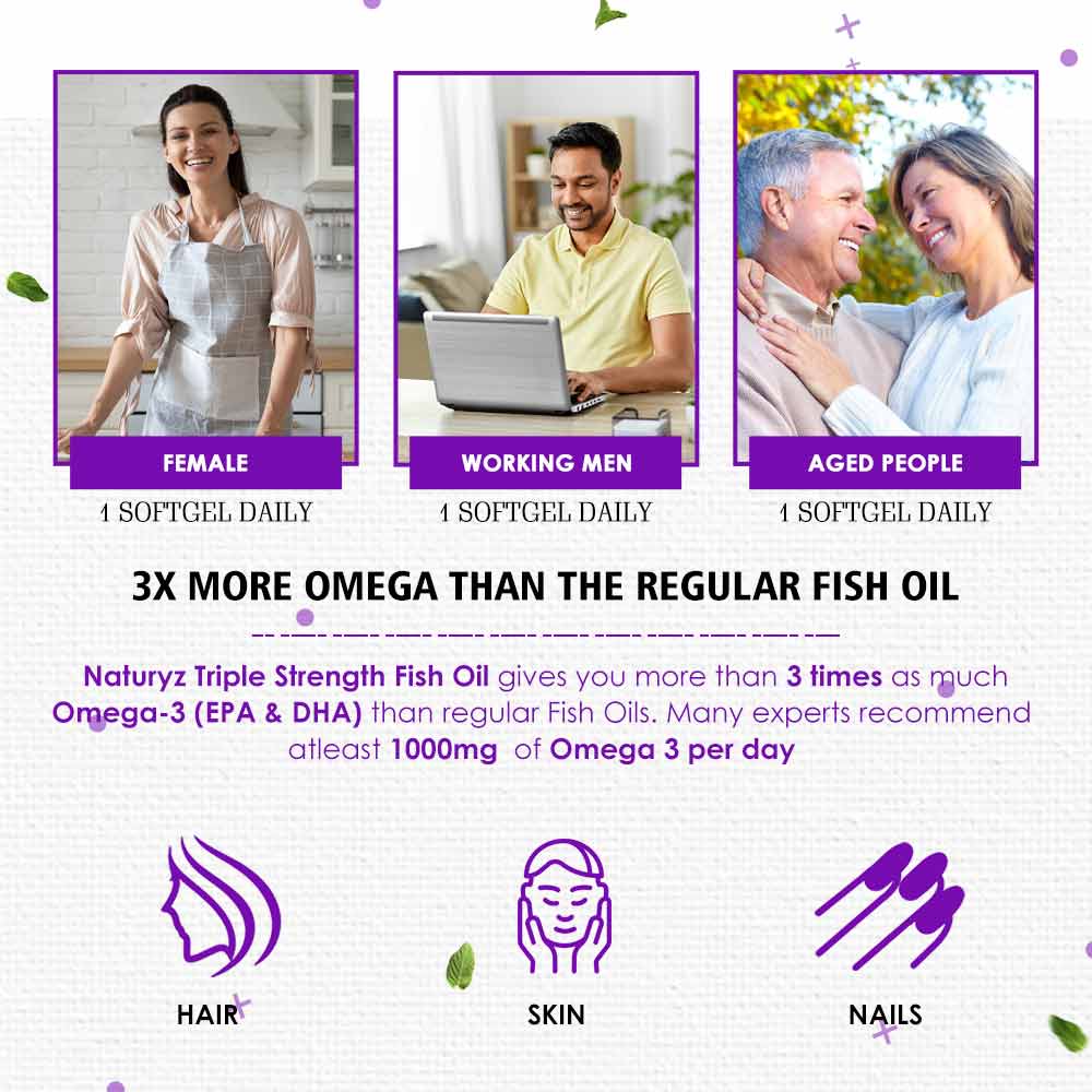 7 - Naturyz Triple Strength Omega 3 Fish Oil 60 Softgels & Triple Strength Omega 3 Fish Oil  with Vitamin D Vanilla 60 Softgels Combo,  2 Piece(s)/Pack 