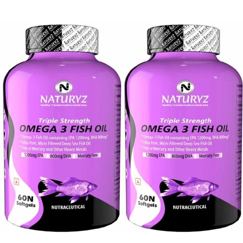 1 - Naturyz Triple Strength Omega 3 Fish Oil (Pack of 2),  60 softgels 