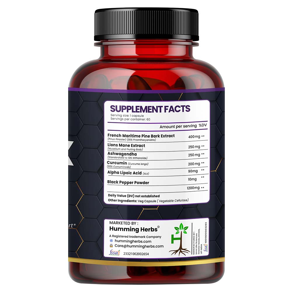 3 - Humming Herbs Pine Bark Extract 1200mg,  60 capsules 