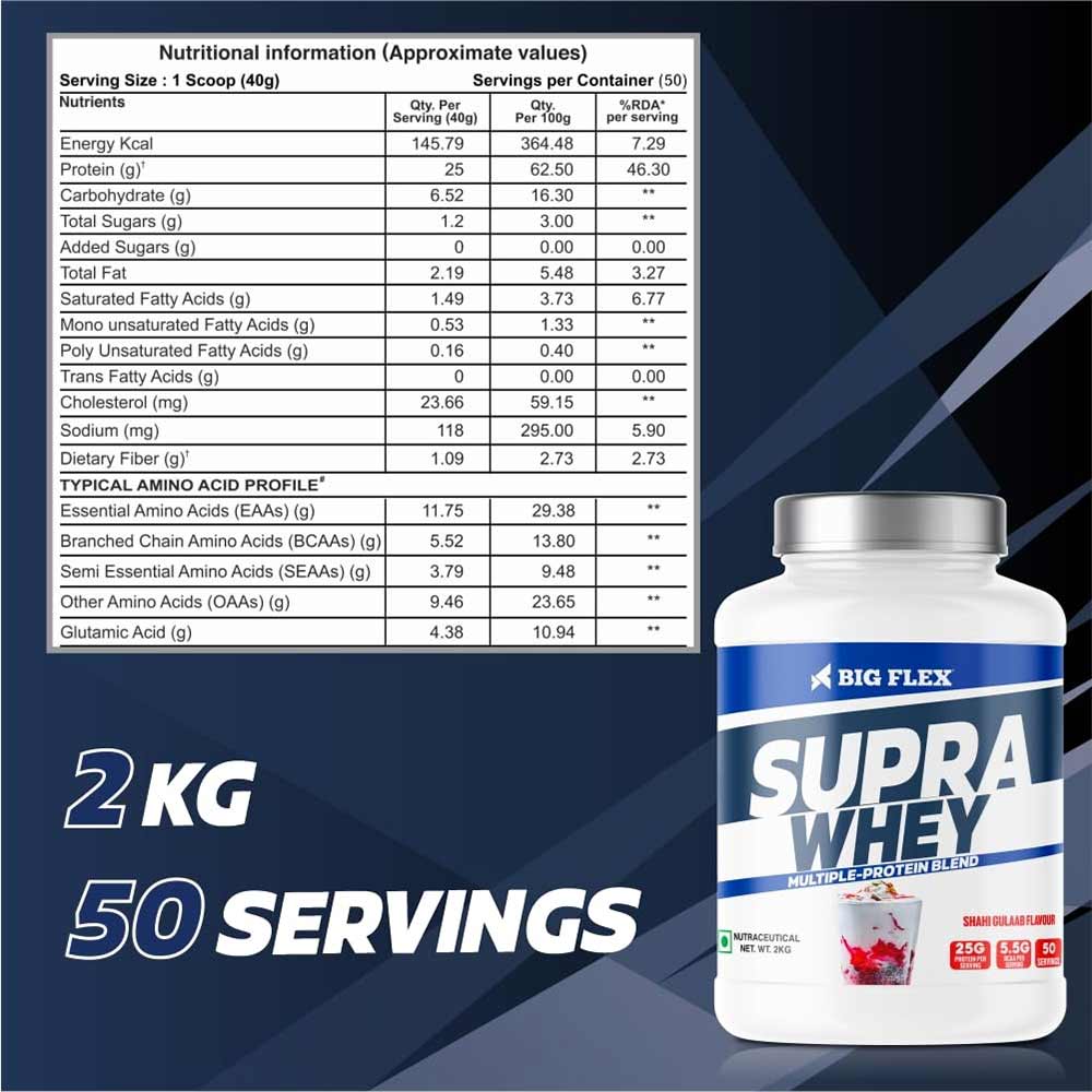 4 - Big Flex Supra Whey Multi-Blend Protein,  4.4 lb  Shahi Gulaab 