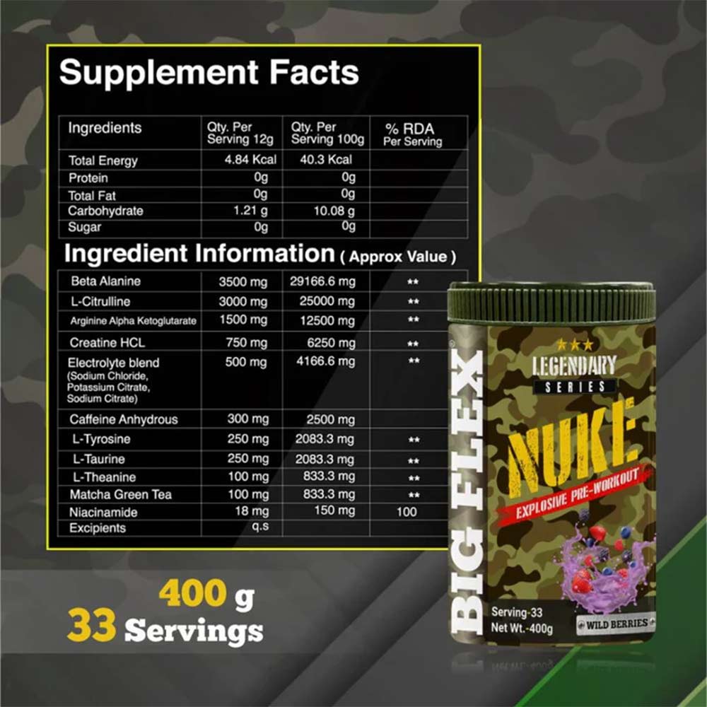 4 - Big Flex Nuke Pre Workout,  0.88 lb  Wild Berries 