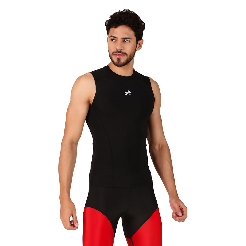 10 - Redesign Nylon Compression Cut Sleeve Tshirt,  Black  Large 