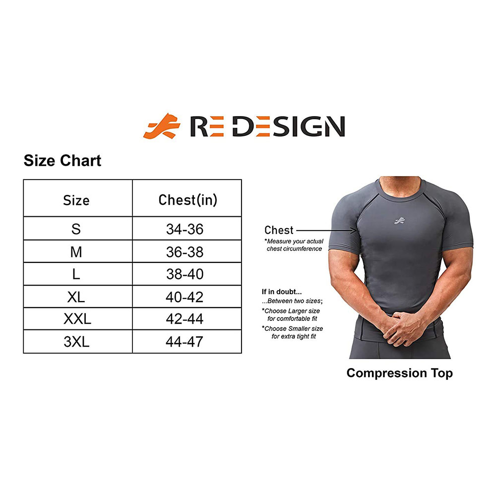 6 - Redesign Nylon Compression Cut Sleeve Tshirt,  Black  Large 