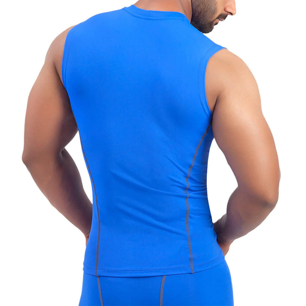 2 - Redesign Nylon Compression Cut Sleeve Tshirt,  Royal Blue  Large 