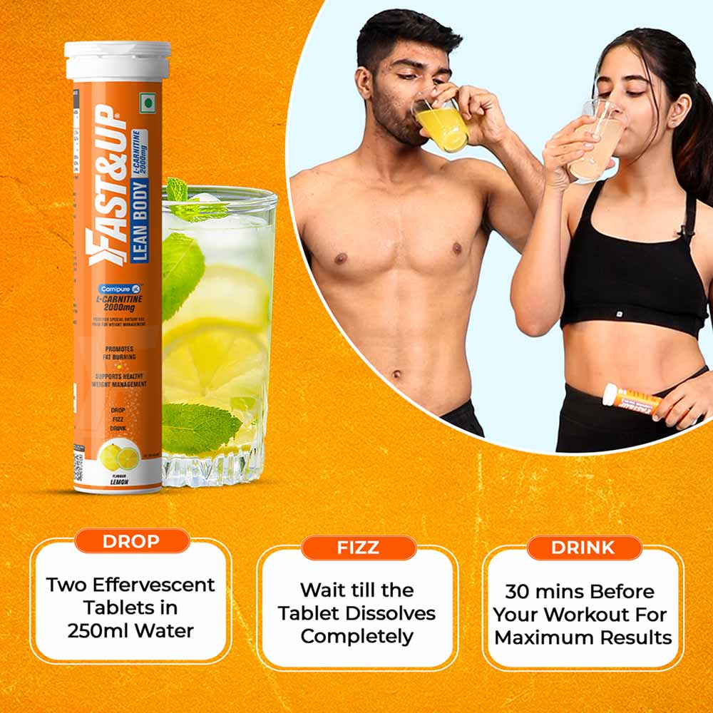 9 - Fast & Up Lean Body with L-Carnitine 2000mg,  20 tablet(s)  Lemon (Pack of 3) 