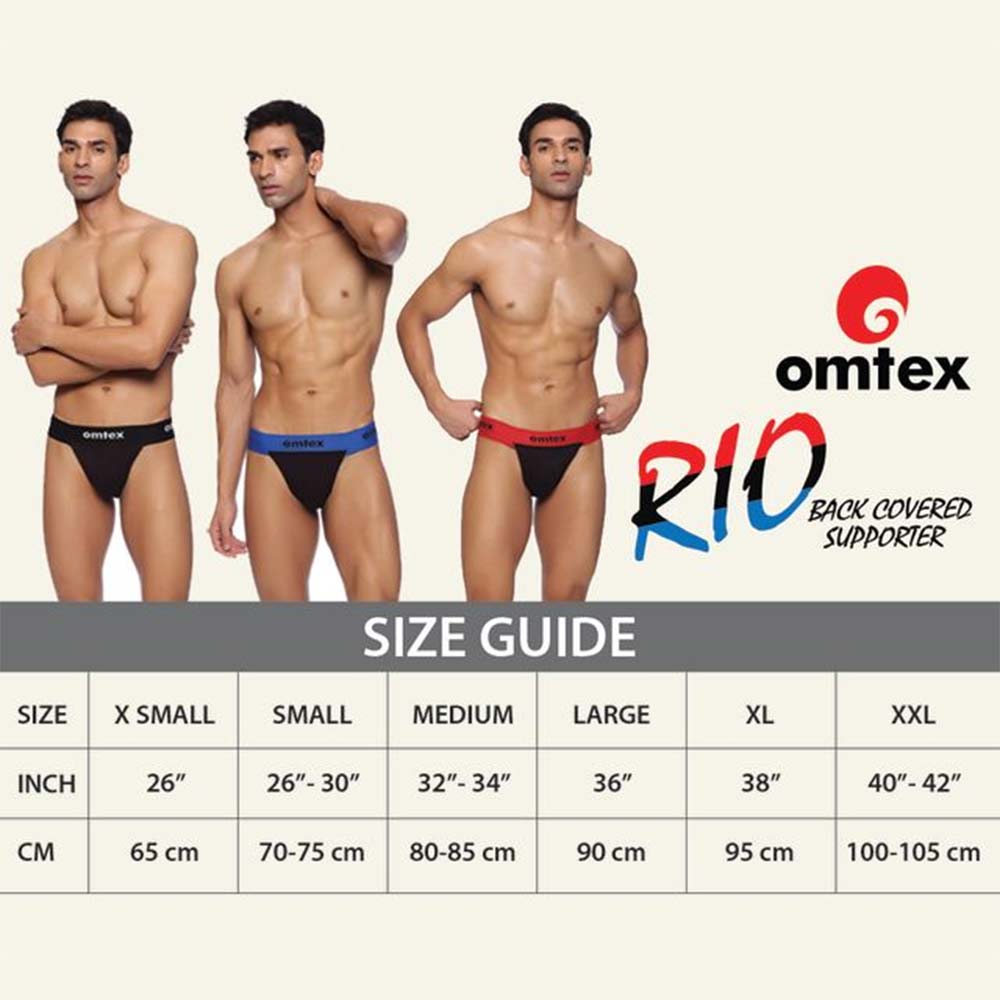 10 - Omtex Rio Supporter Back Covered for Men,  XL  Black 