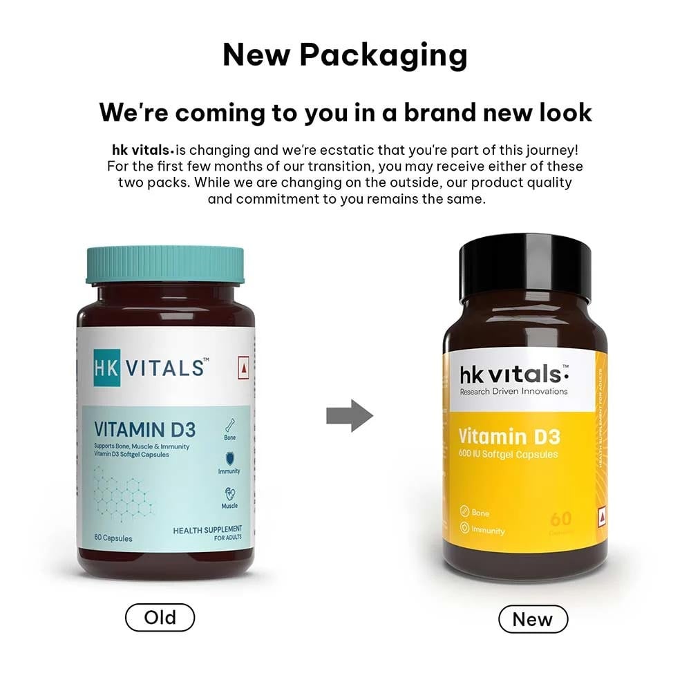 HK Vitals Vitamin D3 60 caps - Pack Of 2