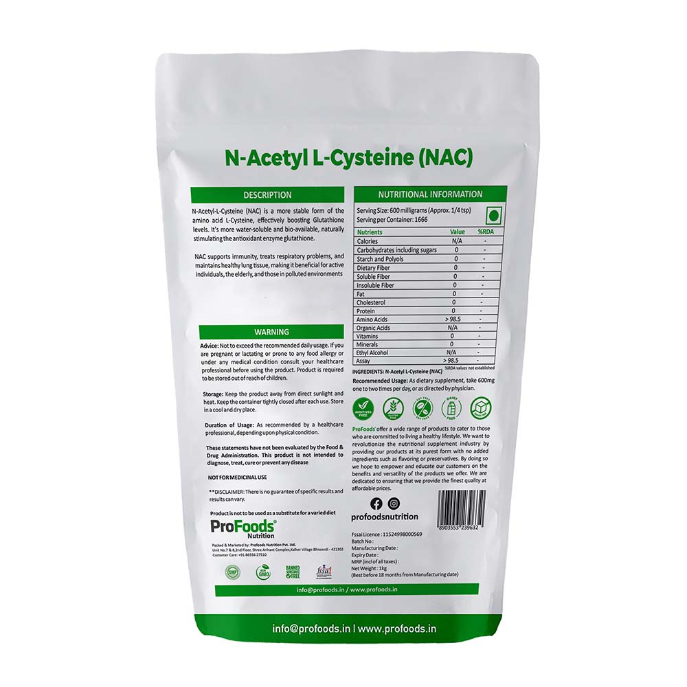 ProFoods N Acetyl L Cysteine (NAC) Powder,  1 kg 