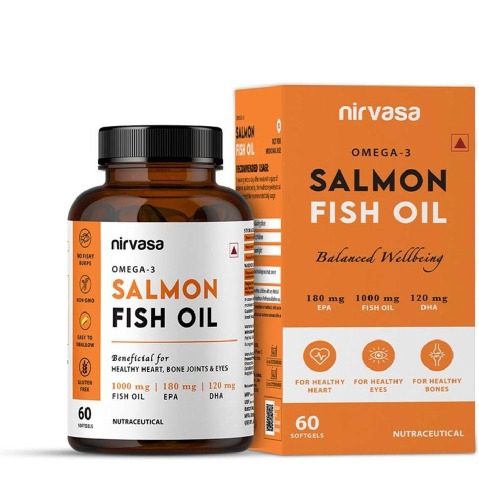1 - Nirvasa Omega 3 Salmon Fish Oil,  60 softgels 
