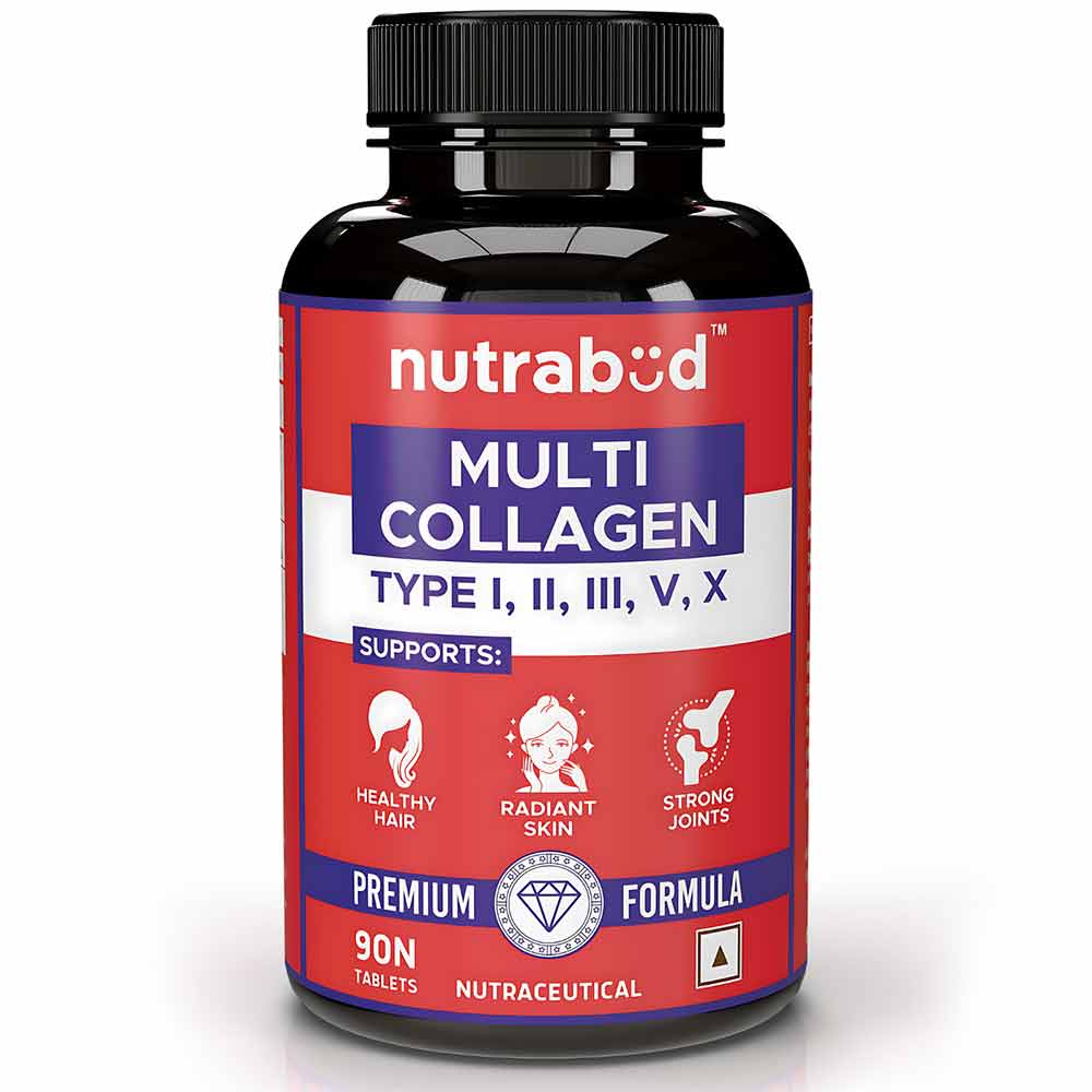 1 - Nutrabud Multi Collagen Complex,  90 tablet(s)  Unflavoured (with All 5 Types of Collagen TYPE I, II, III, V & X) 