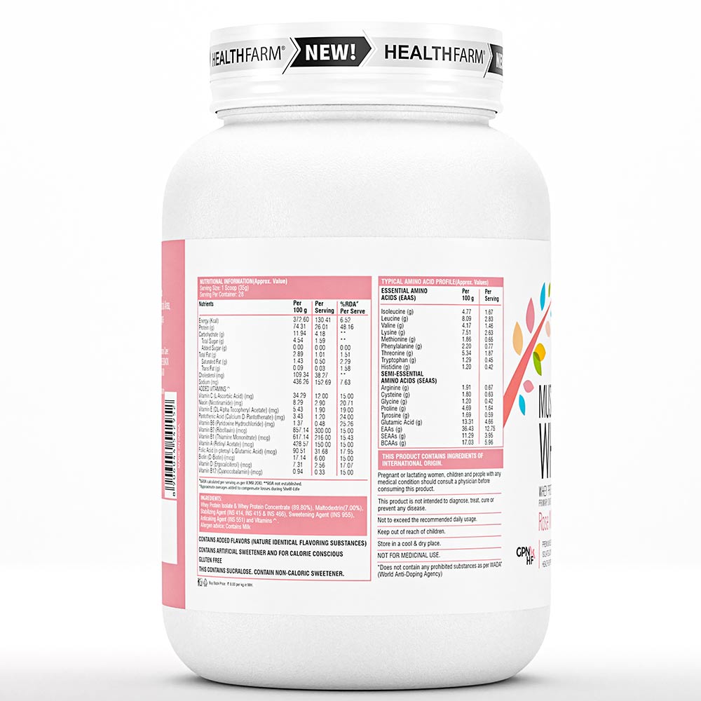 2 - Healthfarm Muscle Whey 2.2lb with Intra BCAA & Creatine Monohydrate Combo,  3 Piece(s)/Pack  Rose Milk, Island Fusion (with Free Shaker) 