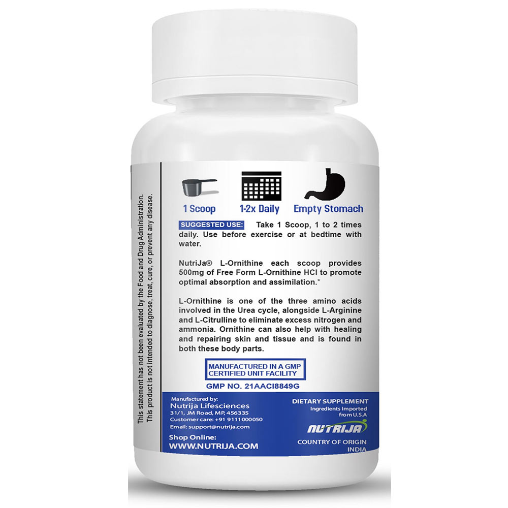 2 - NutriJa L-Ornithine HCL Powder (Pack of 2),  50 g 