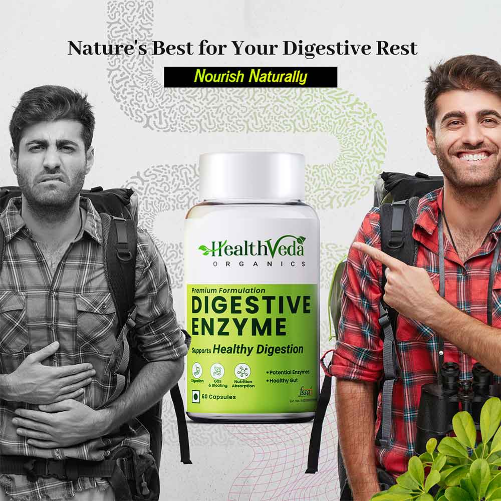3 - Health Veda Organics Digestive Enzyme,  60 veggie capsule(s) 