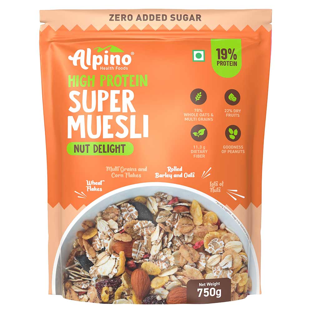 1 - Alpino Super Muesli,  750 g  Nut Delight (Whole Grain Breakfast Cereal) 