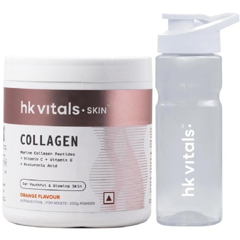 HealthKart HK Vitals Skin Radiance Collagen 200g Orange With Sipper