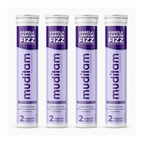 1 - Muditam Karela Jamun Fizz,  Unflavoured (Pack of 4)  20 tablet(s) 